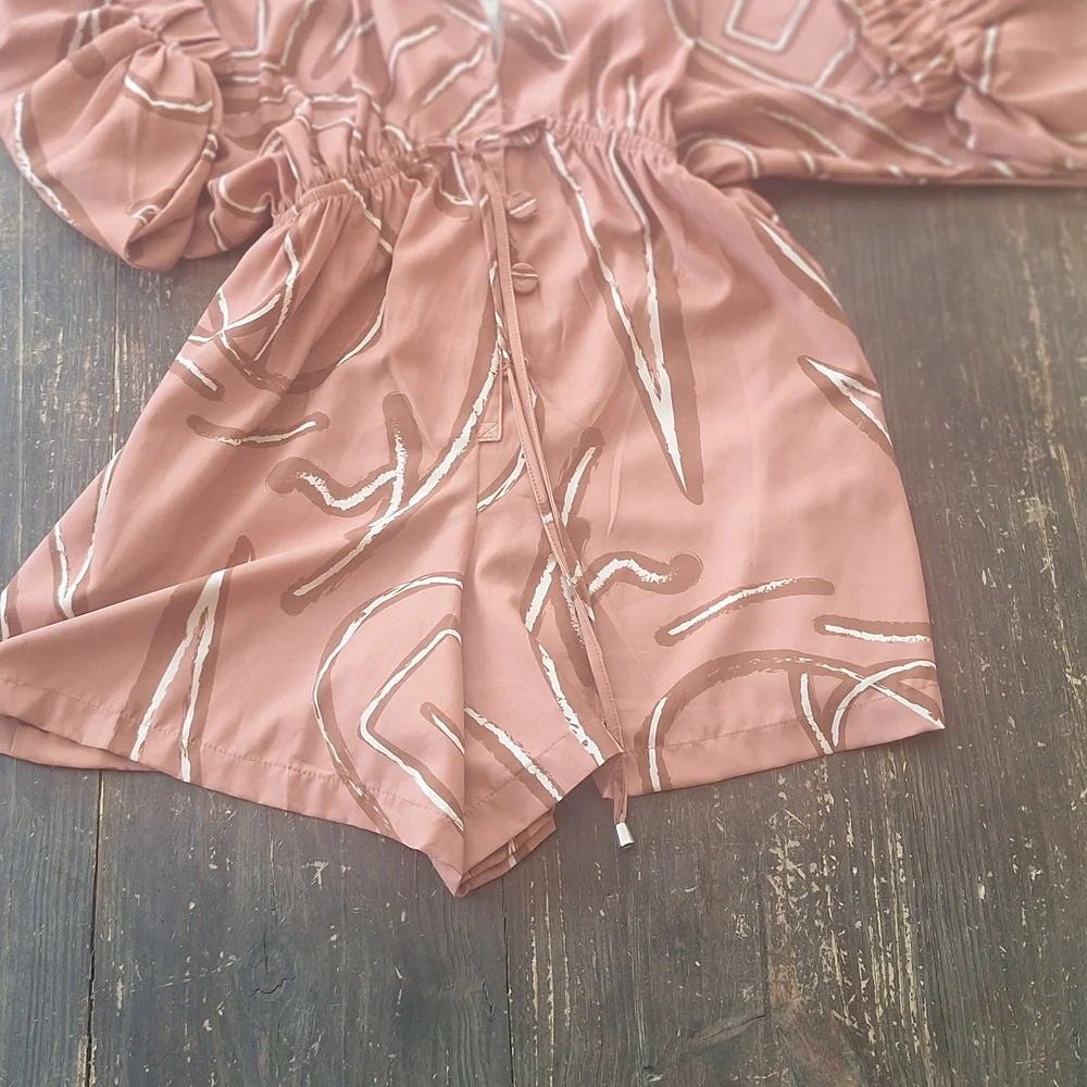 Casual, Cruise Short Jumper By RW&CO. Rust Brown Short Romper  Accents Sz M - Picture 7 of 12